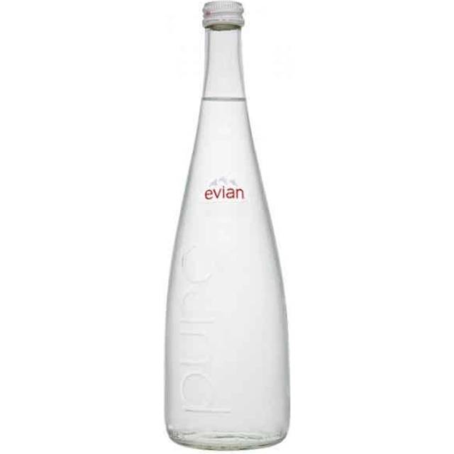 Evian Still Natural Mineral Water 12x 750ml Glass Bottle