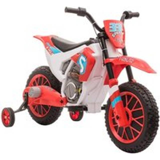 Homcom 12V Kids Electric Motorcycle Ride-On With Training Wheels For Ages 3-6 Years - Red