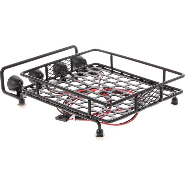 Roof Rack Luggage Carrier with Light Bar for 1/10 RC Crawler Axial SCX10 D90 110 Traxxas TRX-4 white