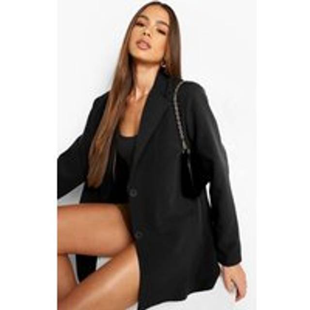 Womens Oversized Tailored Blazer - Black - 12