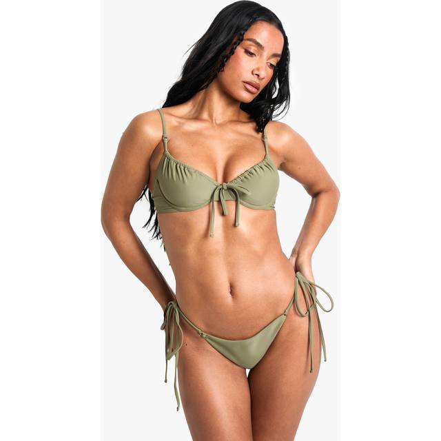 Womens Swimwear Essentials Tie Side Brief - Khaki - 8