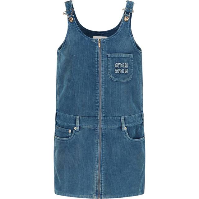 miu miu Velvet Dungarees Mini Dress - Blue - 42 IT