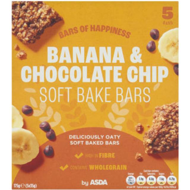 ASDA Banana & Chocolate Chip Soft Bake Bars 5 x 35g