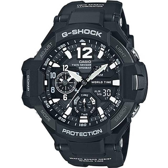 CASIO Men's G-SHOCK GA-1100-1AJF [SKYCOCKPIT] Round Watch Black Digital Analog