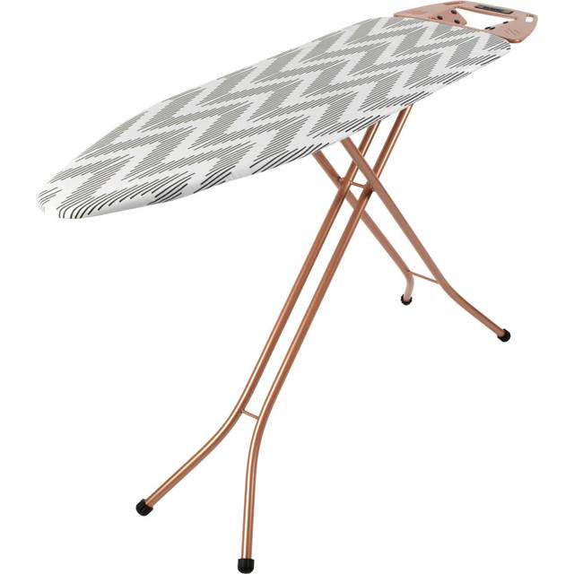 Beldray LA031596ROSEFEU7 Ironing Board - Folding Collapsible Ironing Table, Adjustable Iron Rest, 7 Height Options, Thick Underlay for Smooth Press,