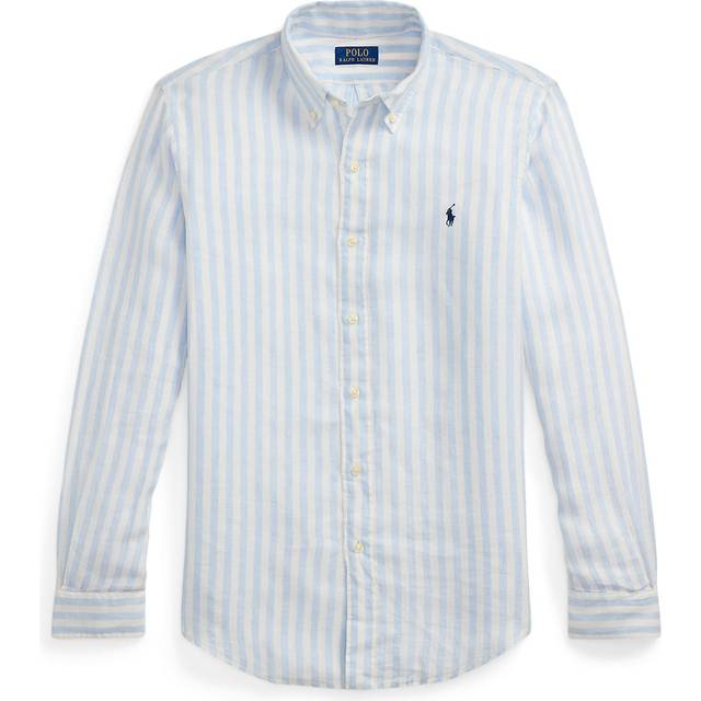 Polo Ralph Lauren för män. 710969636003 Linnetröja med vita, blå ränder (S), Casual, Lino, Lång ärm - Blå (S)