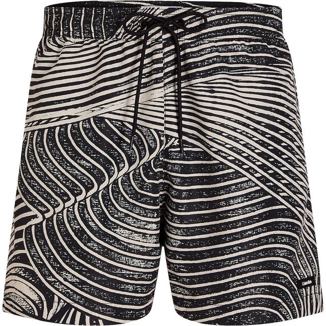 Calvin Klein Leaf Print Swim Shorts, Black/Multi