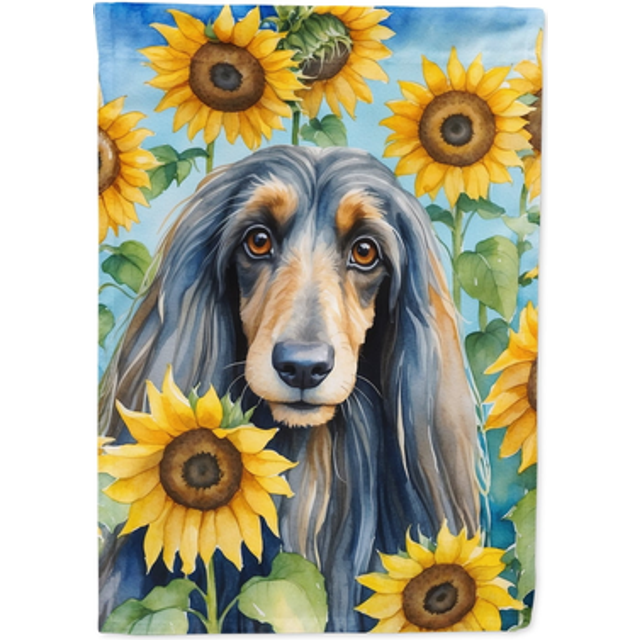 Caroline's Treasures DAC6001CHF Afghan Hound in Sunflowers House Flag Large Porch Sleeve Pole Decorative Outside Yard Banner Artwork Wall Hanging  Pol