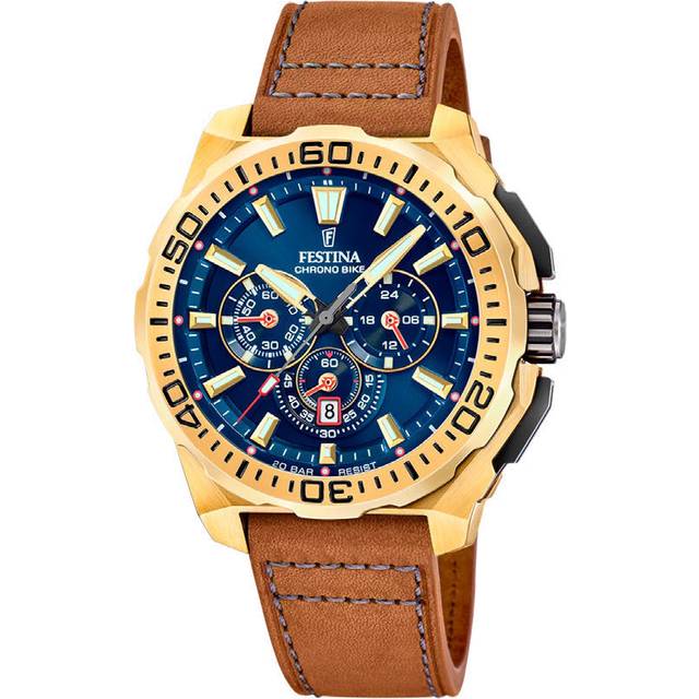 Festina Chrono Bike Gold Leather Watch