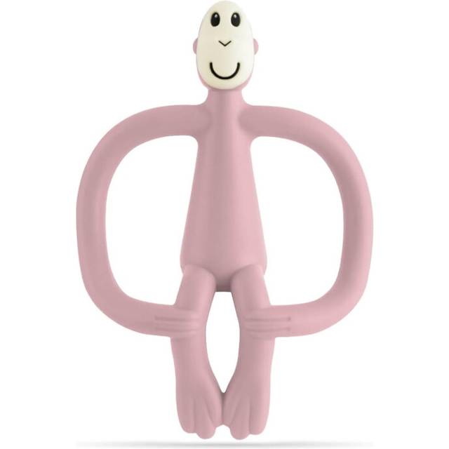 Matchstick Monkey, Original Teether & Gel Applicator, Antimicrobial Silicone Teething Toys for Baby, Easy 3 Months Old+, 10.5 cm, Dusty Pink Monkey