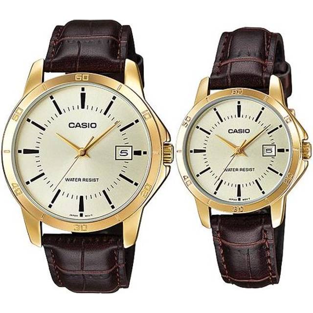 CASIO ENTICER&DRESS Series Vintage Waterproofes Yellow Couple Quartz Gold Analog - GOLD - Free