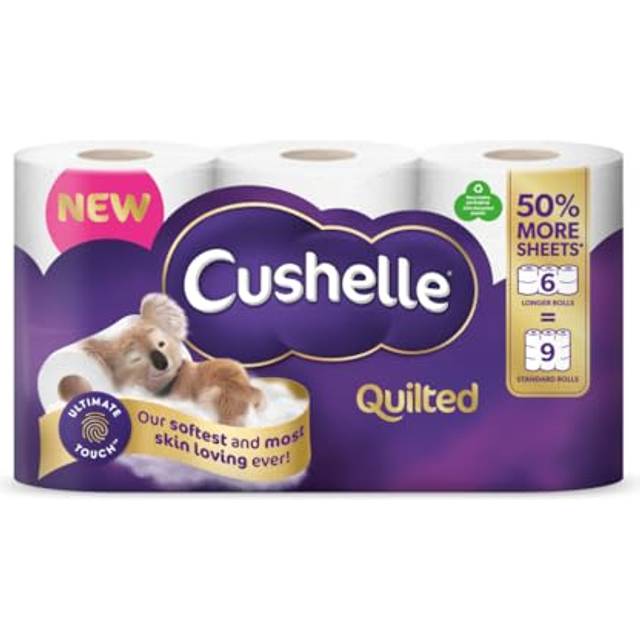 Cushelle Quilted Toilet Roll 6 Longer Rolls 50% More Sheets