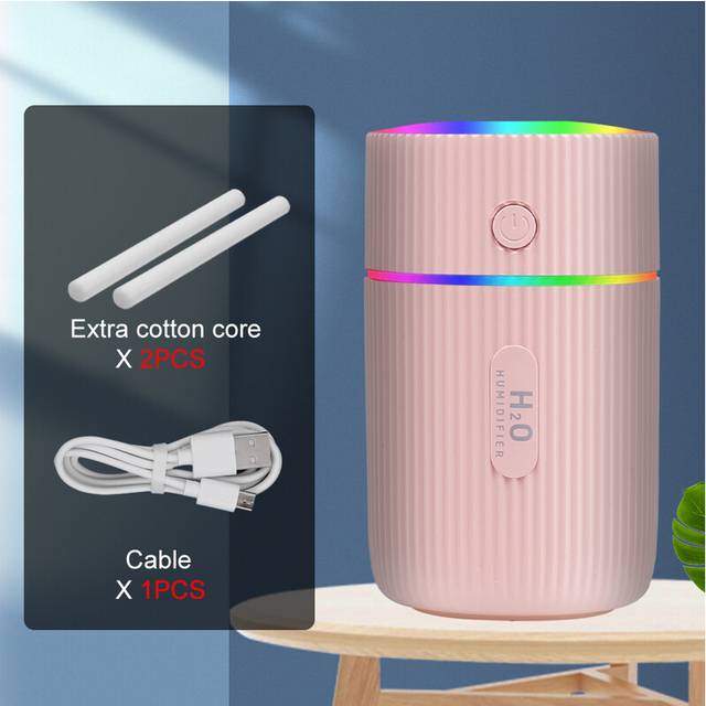 (Pink) 220ML Mini Car Air Humidifier USB Ultrasonic Essential Oil Diffuser Smart
