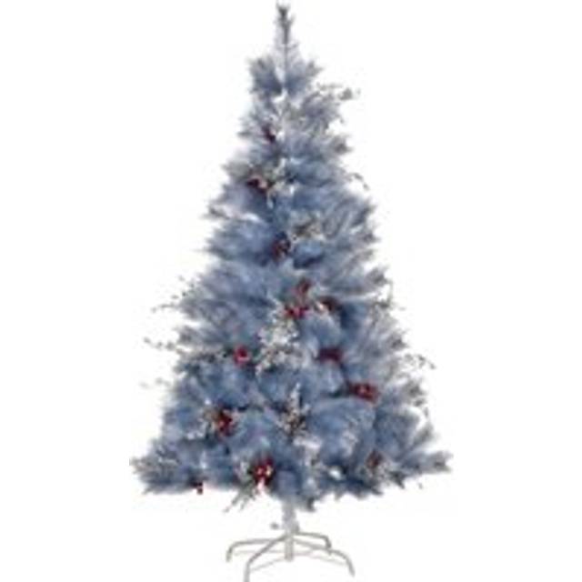5FT Indoor Christmas Tree Artificial Berry Snow Xmas Decoration with Metal Stand and 222 Tips Grey