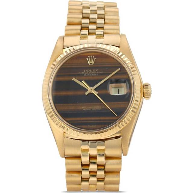 Rolex Customised Purple Diamond 18K Yellow Gold Datejust 16013 Automatic Men's Wristwatch 36mm