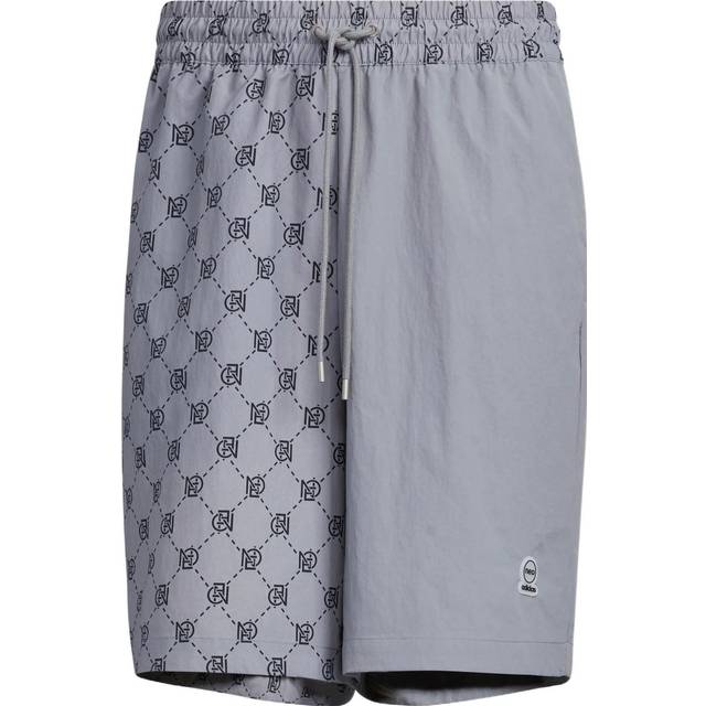Men's adidas neo Pattern Printing Lacing Casual Sports Shorts Gray - DefaultColor - XS