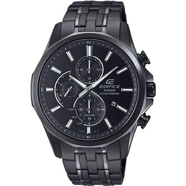 CASIO Waterproof EDIFICE Sapphire Crystal Mens Black Analog - BLACK - Free