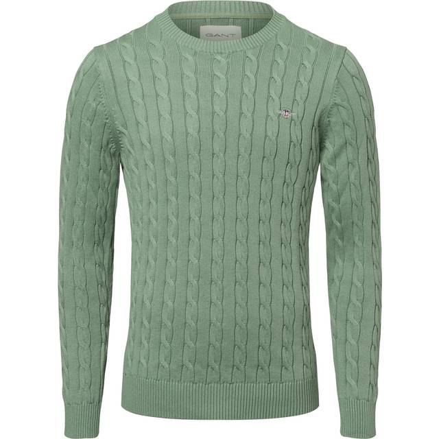 GANT Cotton Cable Crew Neck Pullover Kalamata Green