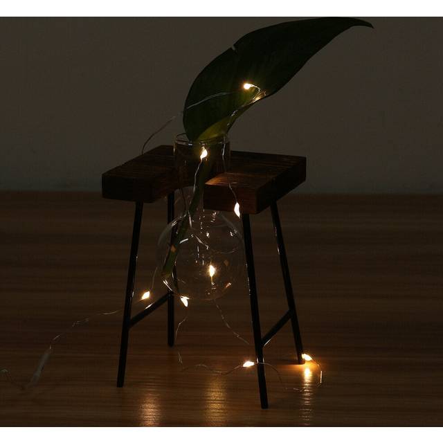 (2) Ball Shape Glass Vase Plant Hydroponic Container Flower Bottle Table Desk Decor with Wooden Shelf Stand