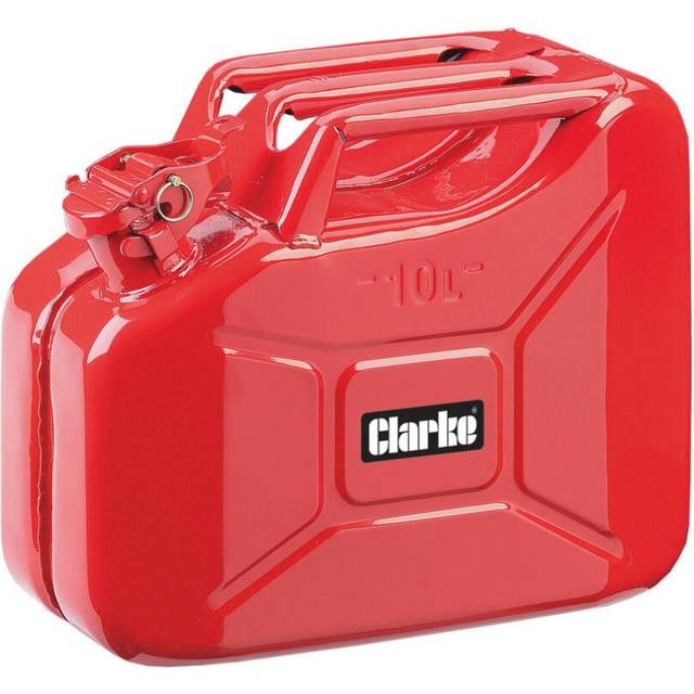 CLARKE FUEL JERRY CAN RED 10 LITRE METAL PETROL DIESEL 10L CONTAINER JC10LS