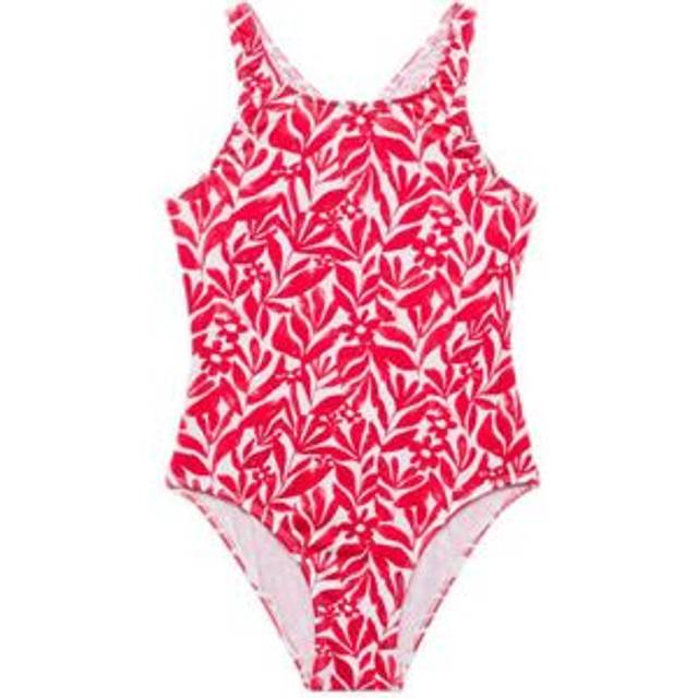 Mango Girls Cross Back Printed Swimsuit - Red, Red, Size Age: 7-8 Years - age: 7-8 YEARS