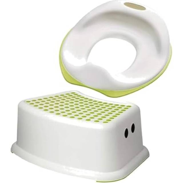 Ikea Tossig 102.727.88 Unisex Toddler Toilet Training Seat Bundled with Forsiktig 602.484.18 Step Stool Seat White and Green