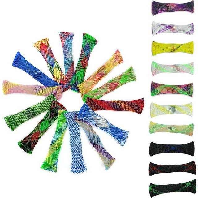 Random Color Marble Ball Stress Relief Autism ADHD Anti Stress Toys Sensory Relief Hand Fidget Toy Net Tube with Glass Marble Antistress Toy