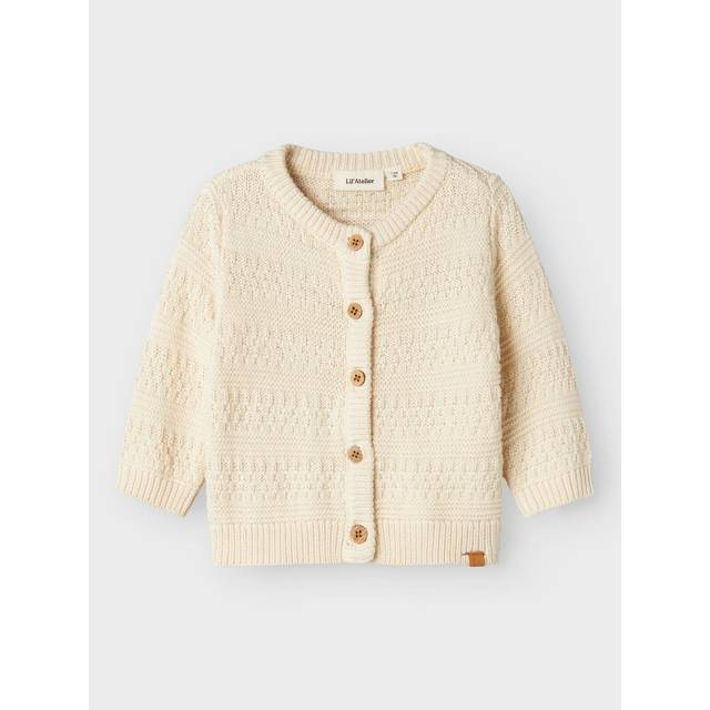 Lil Atelier Baby Boys Knitted Cardigan - Turtledove, Turtledove, Size 1-2 Months - 1-2 MONTHS