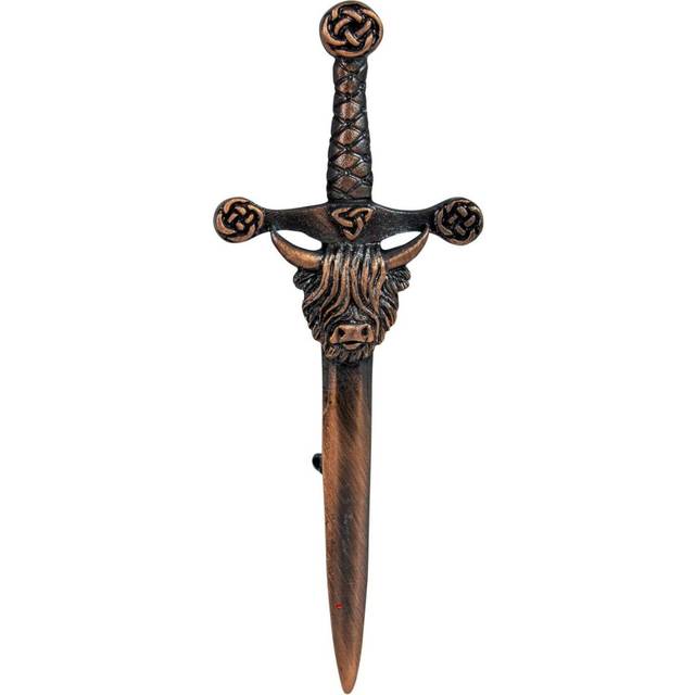 (Bronze) Mens Kilt Pin Coo On Claymore Sword Pewter 4in Made In Scotland 3 Styles