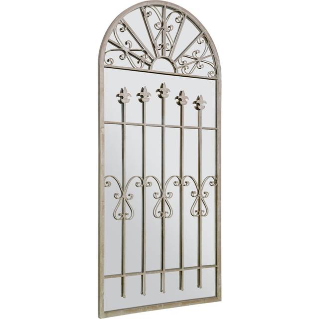 MirrorOutlet Somerley Stone Gothic Arched Garden Mirror 140 x 65cm - Grey - 140 x 65 x 3cm