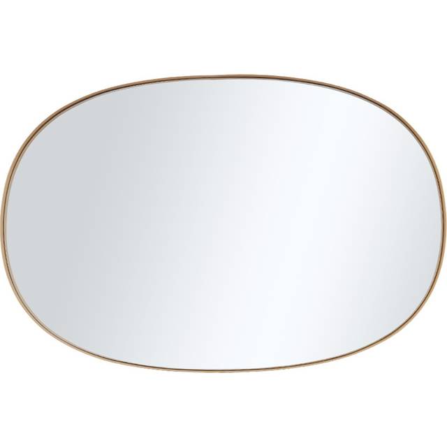 H&O Direct Black Decorative Oval Wall Mirror with Metal Frame - Gold - 90 x 60 x 3.5cm