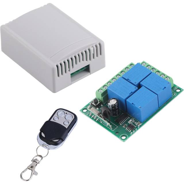 DC12V 4‑CH 433MHZ Wireless Garage Doors Control Switch Receiver Board with Remote Controller white