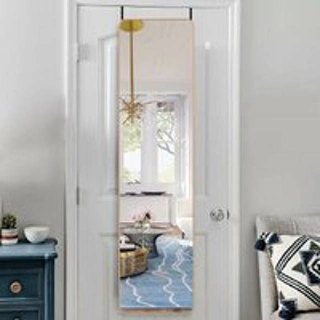 Livingandhome - Full Length Mirror with Rounded Corners Door Hanging Gold Large Mirror