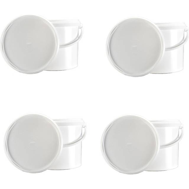 (5 Litre, 5 Buckets) ITP Packaging White Plastic Buckets with Tamper Evident Lids and Handles, 5 Litre, 10 Litre, 20 Litre Sizes