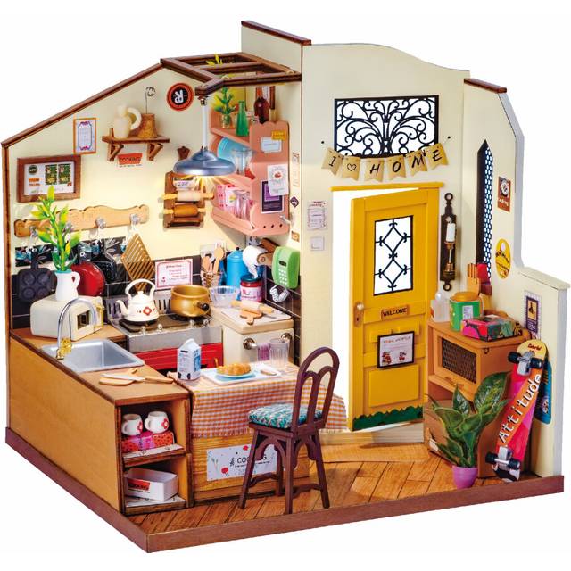 Robotime Dollhouse Miniature Wooden for Adult Gift(Homey Cozy Kitchen)