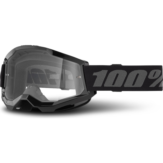 100% Strata 2 MX Goggles Black-Clear