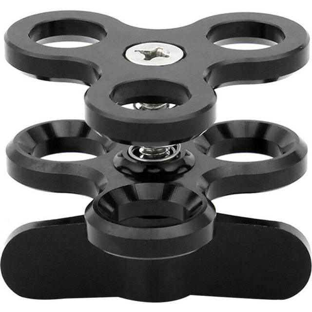 Ball Clamp 3 Holes Diving Lights Arm Ball Butterfly Clip Mount Bracket for Action Camera Flashlight Tripod,Black