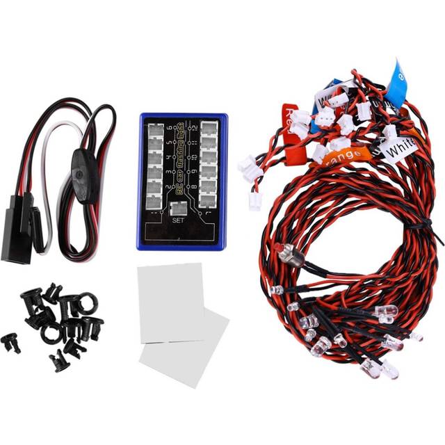 12 LED Flashing Bright Light Strobe Lamps Kit System for 1/10 1/8 Axial SCX10 TRX4 RC Crawler Dift Car