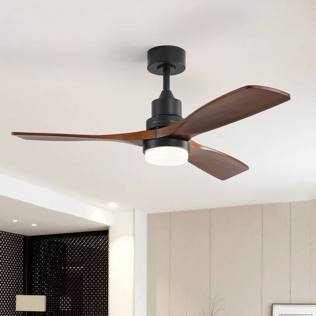 132cm 1 - Light Led Ceiling Fan Light With Remote Control - Brown