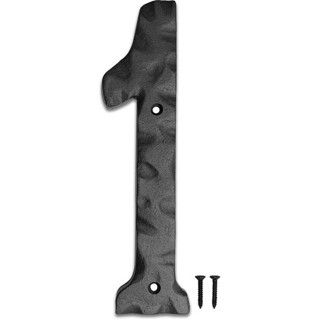 NACH House Numbers for Outside  8 inch Black Address Numbers for House - Number 1 - Rustic Numbers for Outside with Mounting Hardware