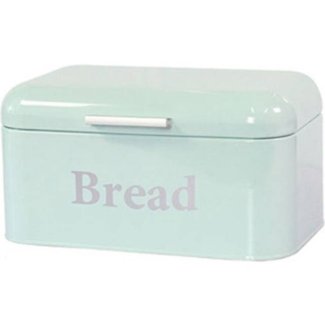 Vintage Bread Box Cupboard Iron Snack Desktop Finishing Dust-Proof Storage Bin Keeper Food Kitchen Shelf Decor Blue