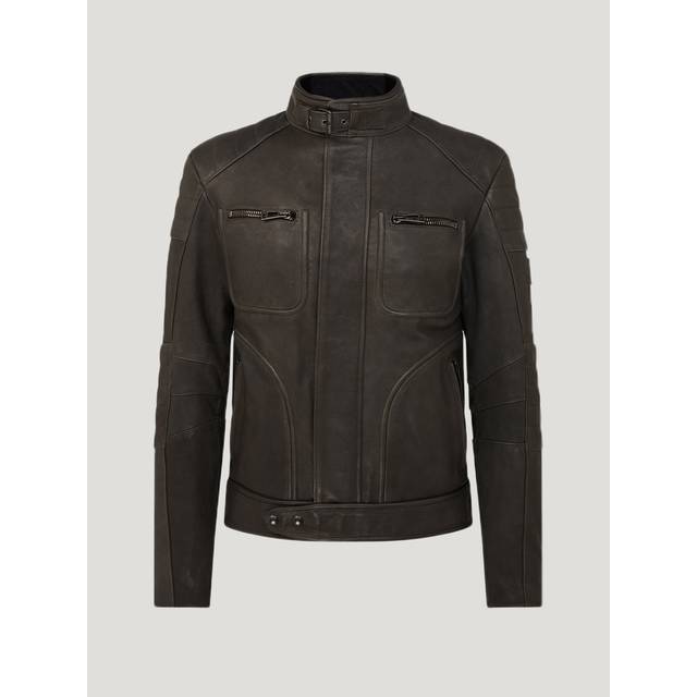 Belstaff Weybridge Jacket Men's Lander Leather Dark Surplus Green Size UK 40