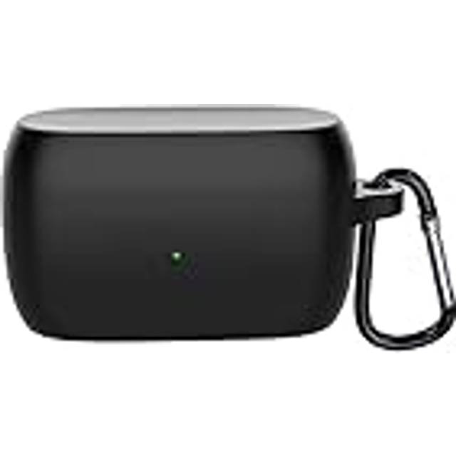 BoLuo Fodral för Jabra Elite 3 TWS med nyckelring, silikon anti-fall hörlursskydd skal pund, skyddande fodral stöttåligt skal för Jabra Elite 3 TWS trådlös Bluetooth-hörlurar (svart)