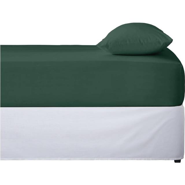 2 x pillowcases easy care non-iron housewife pillow cases slip cover dark green