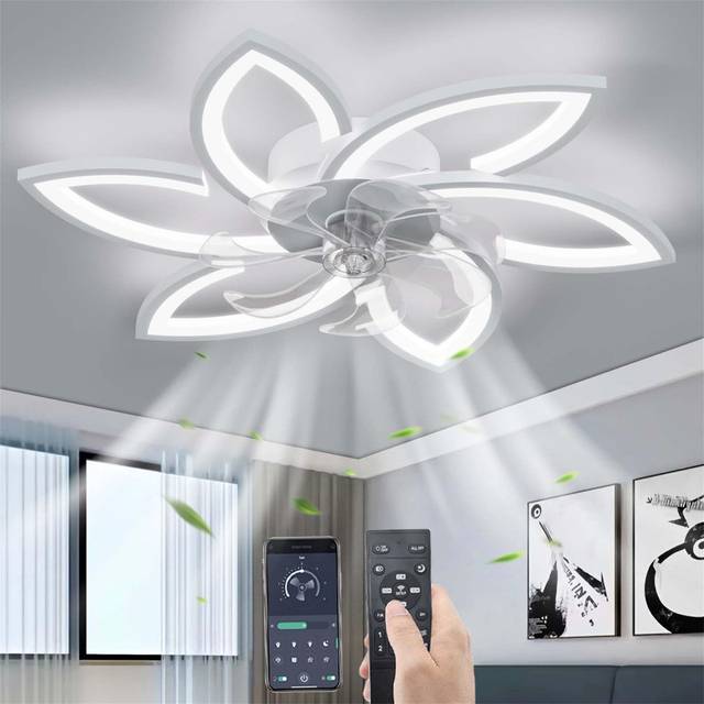 Ceiling Fan With Light With Remote Control, LED Dimmable Fan Ceiling Lamp - Clear