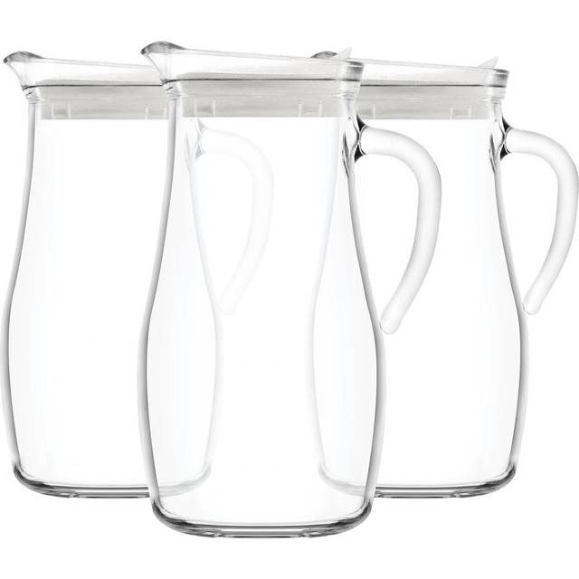 LAV Misket Glass Water Jugs with Silicone Lid - 1.8L - Clear/White - Pack of 3, Clear