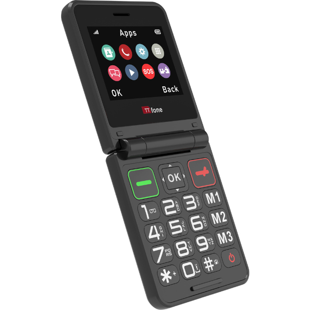 TTfone TT660 Flip Big Button Mobile with GiffGaff Pay As You Go SIM, USB C Cable