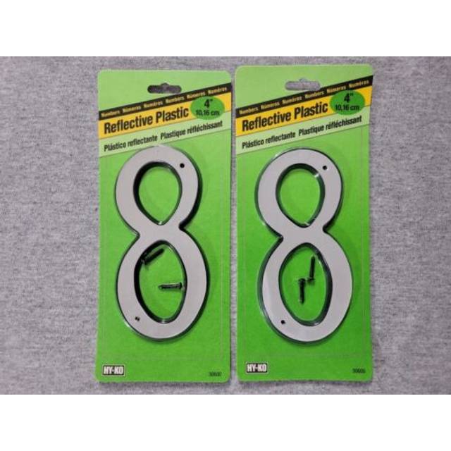 HY-KO Products 30608 Plastic House Number 8 (Eight)  4 Inch  Reflective