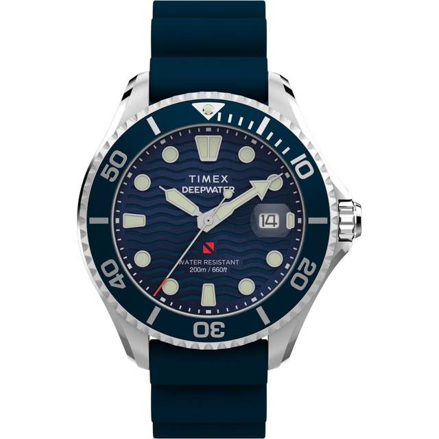Timex Mens Deepwater Meridian 200 Blue Rubber Strap Watch TW2W81500