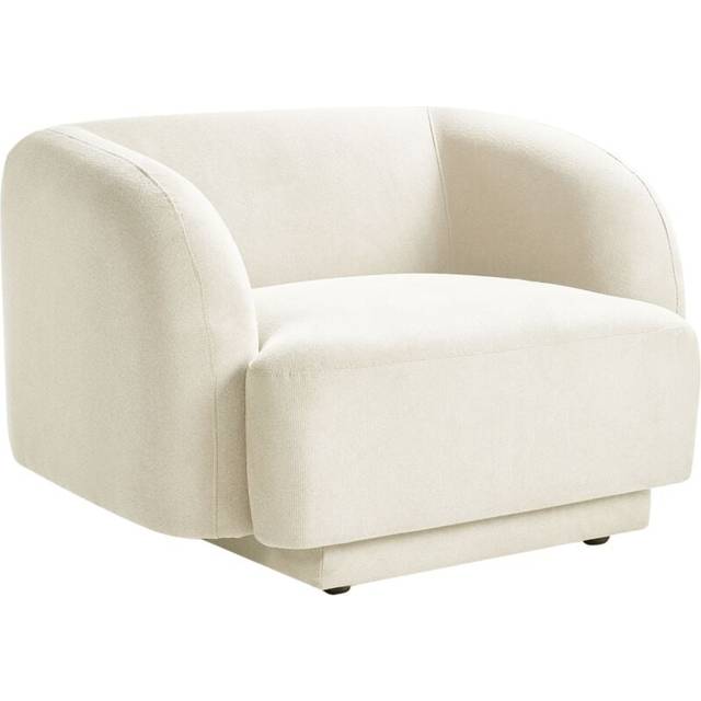 Armchair Curved Glam Art Deco with Armrests Light Beige Fabric Skjanes